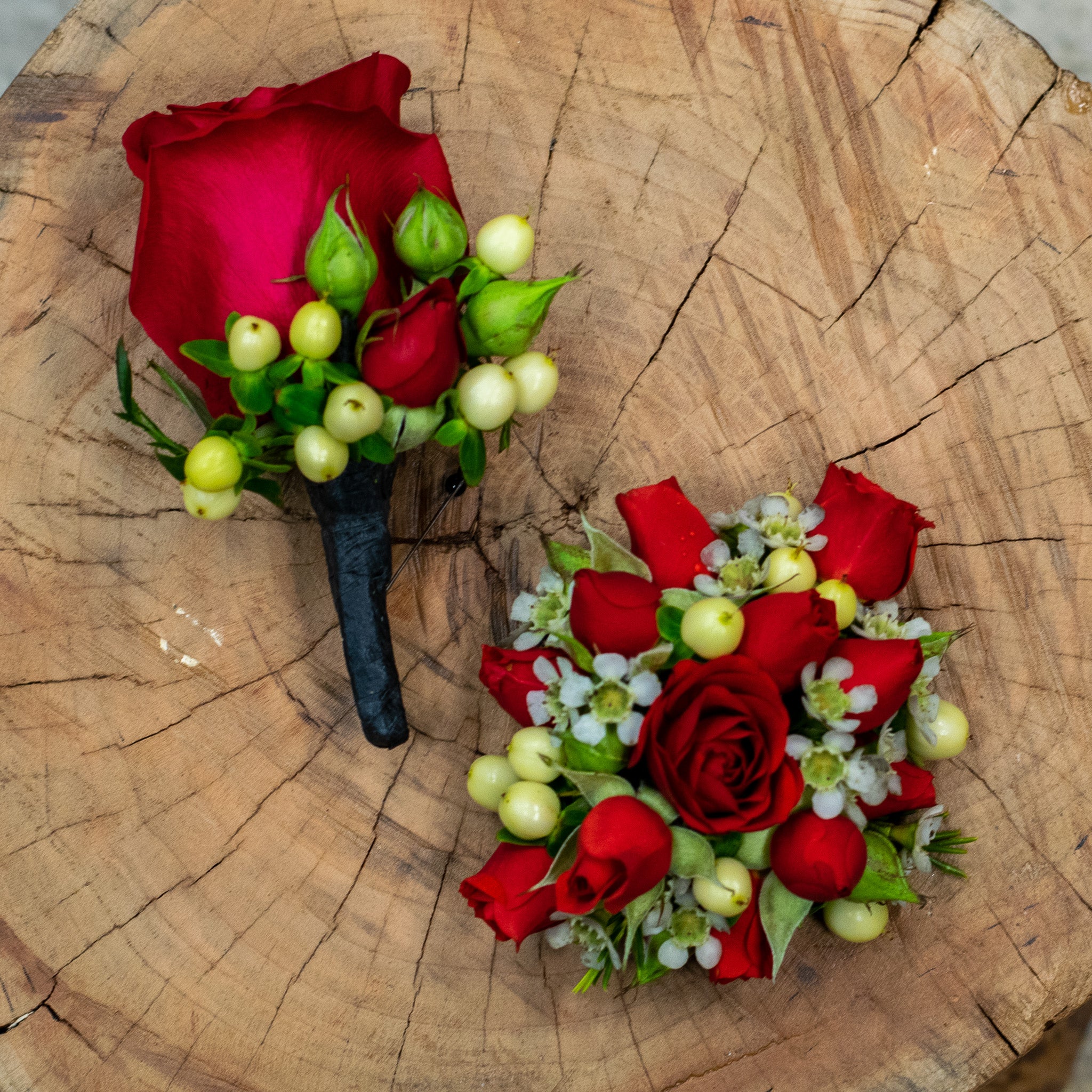 Red Rose Corsage | Plumeria Botanical Boutique
